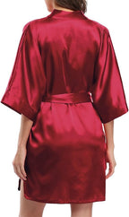 Giova Women's Satin Robe Bride & Bridesmaid Wedding Party Bathrobe Short Kimono Gown