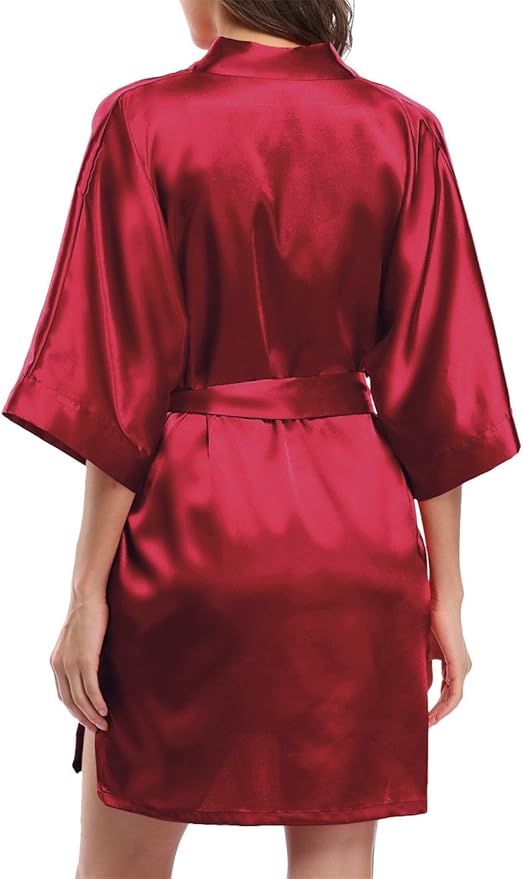 Giova Women's Satin Robe Bride & Bridesmaid Wedding Party Bathrobe Short Kimono Gown