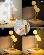 Lightdot Modern Gold Globe Table Lamp Dimmable Mid Century 3-Light Desk Lamp 3000K Warmwhite Nightstand Lamp for Bedroom Bedside End Table(G9 Bulb Included)