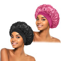 ZHENSILK 2Pcs Silk Bonnet for Sleeping, Satin Hair Bonnets, Soft Elastic Band Silk Sleep Cap, Hair Wrap for Women(Black Rose)