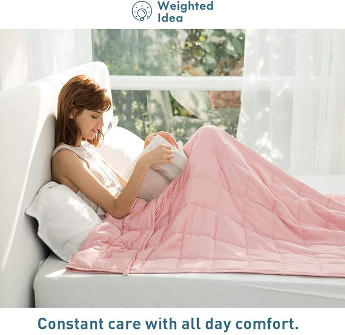 Weighted Idea Weighted Blanket for Adults (Coral Pink,60"x80",15lbs) Cooling Breathable Heavy Blanket with Premium Glass Beads All-Season Soft Thick Comfort