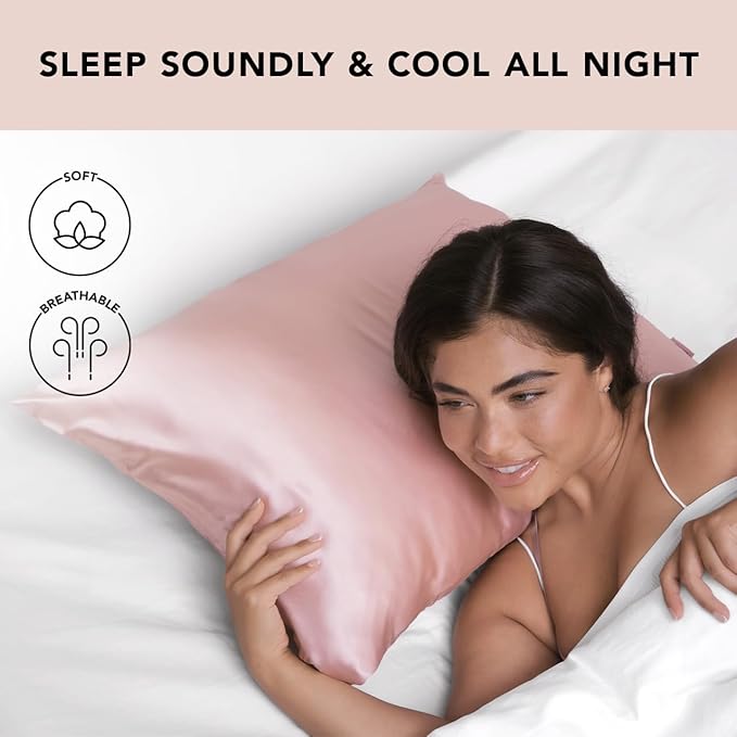 Kitsch Satin Pillowcase with Zipper for Hair & Skin - Softer Than Silk Pillow Cases, Smooth Cooling Satin Pillow Case, Wrinkle-Free, Machine Washable - King Size Satin Pillow Case (19x36) - Blush