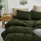 CLOTHKNOW Green Full Size Comforter Sets Dark Green Bedding Comforter Sets Soft Comforter with 2 Pillow Cases