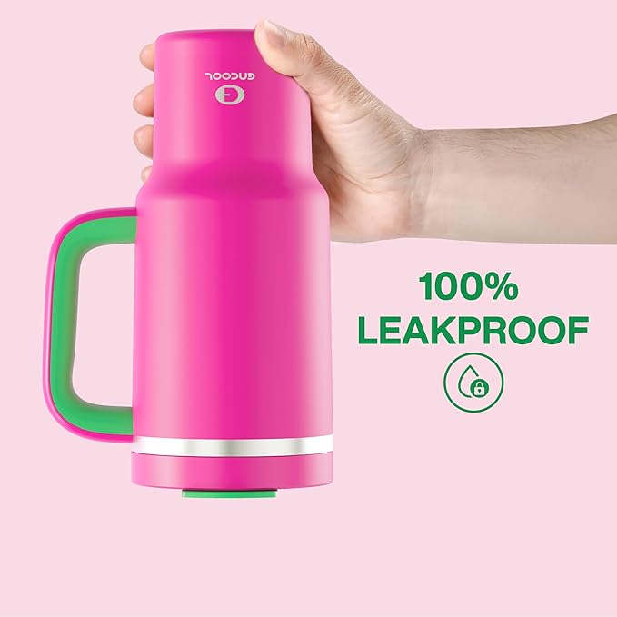 32 oz Tumbler with Handle and Straw: Stainless Steel Insulated Tumbler Keeps Cold for 24 Hours, Leakproof Travel Cup Fits in Cup Holder and BPA-Free,Knockout Pink
