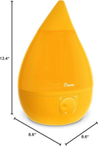 Crane Ultrasonic Cool Mist Humidifier for Bedroom, Baby Nursery, Kids Room, Plants, or Office, Large 1 Gallon Tank, Filter Optional, Orange