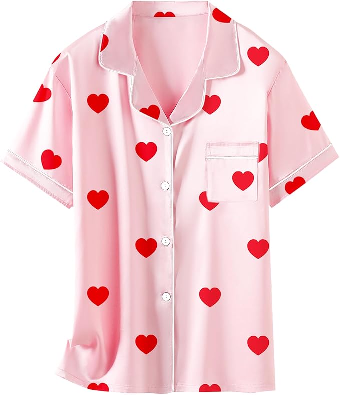 Girls & Womens Satin Pajamas Set, Silk Button-Down Sleepwear 2 Piece Nightwear, 3 Years - Women XXL