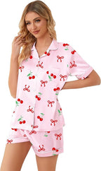 Girls & Womens Satin Pajamas Set, Silk Button-Down Sleepwear 2 Piece Nightwear, 3 Years - Women XXL