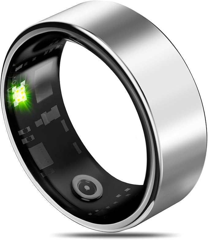 Smart Health Ring for Women Men Fitness Tracker with Heart Rate, Blood Oxygen, Blood Pressure, Sleep Monitoring, Step Counting, IP68 Waterproof for iOS and Android, No APP Fee, Gray 14