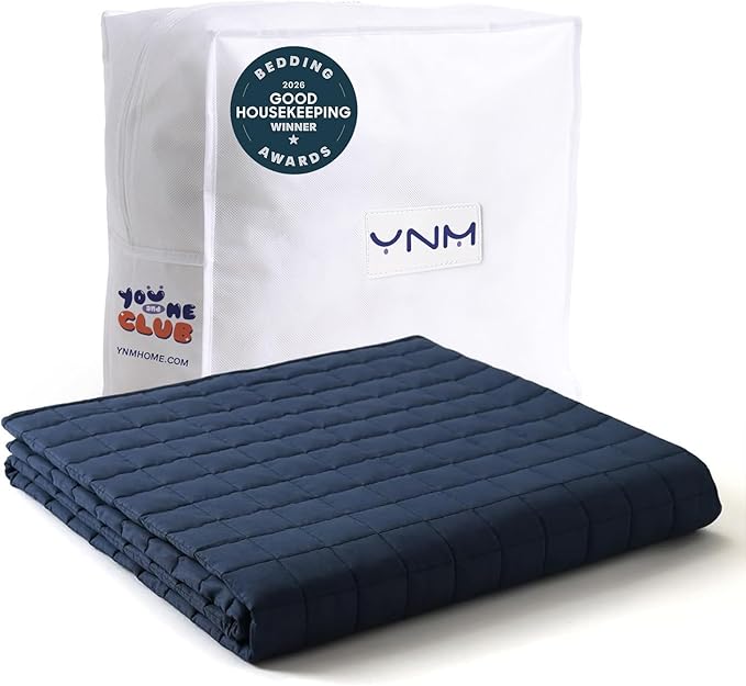 YnM Exclusive 40 lbs Weighted Blanket, Extra Heavy Cotton Bed Blanket for Two Persons, Ideal for Queen or King Bed (88x104 Inches, 40 Pounds, Navy)