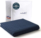 YnM 20lbs Weighted Blanket for Adults, Cotton Heavy Bed Throw Blanket with Cooling Glass Beads for All Season Use, Ideal for One Person of 190lbs (60x80 Inches, Queen Bed, Navy)