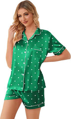 Girls & Womens Satin Pajamas Set, Silk Button-Down Sleepwear 2 Piece Nightwear, 3 Years - Women XXL
