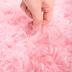 ISEAU Fluffy Runner Rug for Bedroom Dorm, College, Apartment, Plush Area Rugs, Shag Carpet with Rubber Backing Non Slip, Comfy Nursery Mat Bedside Mats for Girls Kids Room Home Decor, 2ft x 6ft, Pink