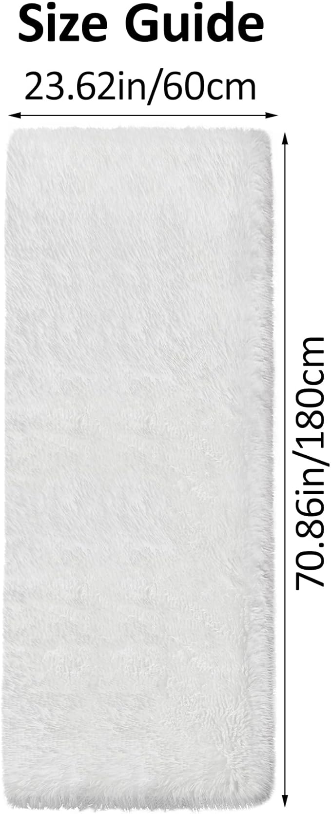 White Runner Rug for Bedroom 2x6 Fluffy Shaggy Rug Soft Plush Fuzzy Area Rug Bedside Runners for Hallway Kids Teens Baby Nursery Living Room with Non Slip Modern Indoor Decor Carpet