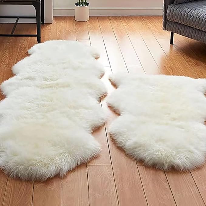 Faux Fur Rug - Fluffy Shaggy Area Rug, 2 x 6 Feet, Ultra Soft Sheepskin, Red Fuzzy, Black Shag, Home Decor Throw for Bedroom, Living Room