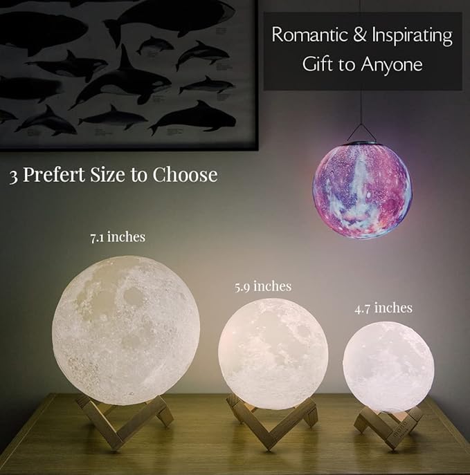 5.9 Inch Moon Lamp for Adults - 16 Color LED Light Up Moon Ball, Large Realistic 3D Night Light with Remote & Timer - Unique Thanksgiving & Christmas Gifts