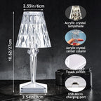 2pcs Crystal Table Lamp Touch Control Crystal Rose Lamp, [2000mAh]Rechargeable LED Diamond Table Lamps with 3 Color Changing Light, [Non-Yellowing]Acrylic Cordless Table Lamp Small Lamp for Bedroom