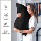 Silk Pillow Cases 2 Pack,Soft Breathable and Sliky Standard Size Pillow Cases Set of 2,Natural Mulberry Silk Pillowcase Set of 2 for Hair and Skin with Hidden Zipper (Black,20"X 26",2pcs)