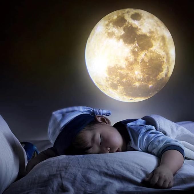 Upgraded Non-Fade Moon Projector Night Light, USB Powered Moon Lamp with 3 Lighting Colors, Brightness Adjustable Atmosphere Night Light Projector, Gift for Kids Couples Wall Ceiling Decor