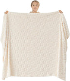 NEWCOSPLAY Super Soft Twin Blanket Ivory Premium Silky Flannel Fleece 3D Heart Checkered Lightweight Bed Blanket All Season Use (Ivory Heart, Twin(60"x80"))