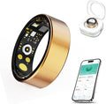 Smart Ring for Men & Women, Fitness and Health Tracker with Sleep Monitoring, Steps Counting, Daily Wellness Insights, IP68 Waterproof, No Subscription, Compatible with App (Gold, 10)