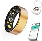 Smart Ring for Men & Women, Fitness and Health Tracker with Sleep Monitoring, Steps Counting, Daily Wellness Insights, IP68 Waterproof, No Subscription, Compatible with App (Gold, 10)