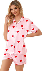 Girls & Womens Satin Pajamas Set, Silk Button-Down Sleepwear 2 Piece Nightwear, 3 Years - Women XXL