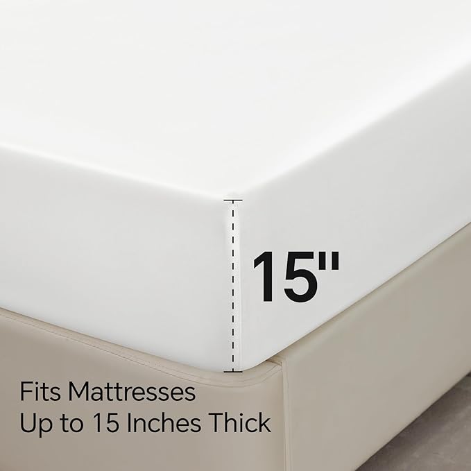 BEDELITE Satin Sheets Twin XL Size Bed Set, Luxury Soft White Silky Sheets for Hair and Skin, Similar to Silk Bed Sheets Set 3 Pieces （1 Deep Pocket Fitted Sheet, 1 Flat Sheet, and 1 Pillowcase）