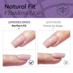 Modelones Midnight Purple Press on Nails, Short Square Fake Nails, Reusable Nail Kit with Nail Glue Adhesive Tabs Mini Nail File, Nails Press Ons 32Pcs16 Sizes, Women Girl Gift