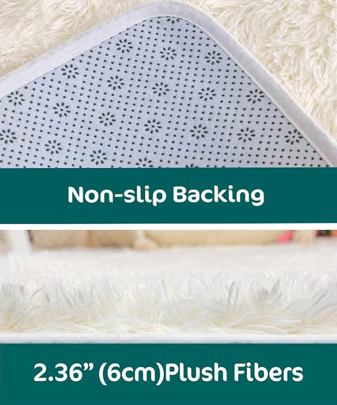 Kate Ultra-Soft Fluffy Faux Fur Rug Photography Mat for Product Photography, Flat Lay Background, Baby & Pet Photo Shoot Prop, Plush Shag Carpet for Bedroom, Living Room, Nursery - White,5x8ft