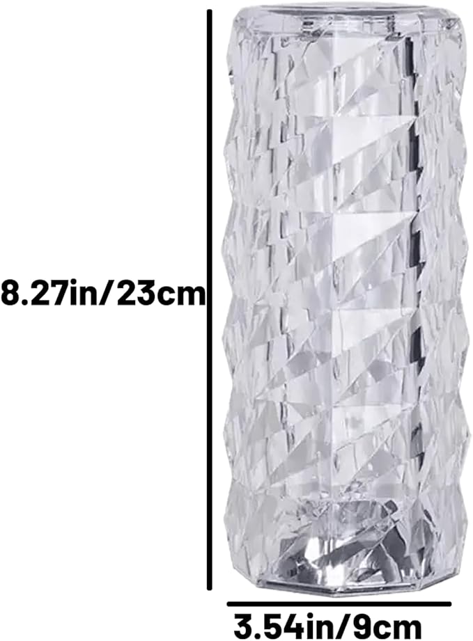 16 Colors Rose Rays Crystal Diamond Table Lamp, Touch Control Acrylic Column Light with Remote, Type-C Rechargeable, 360 Degree Transparent Shade for Bedroom Desk Décor (1, Large)
