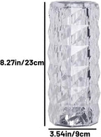 16 Colors Rose Rays Crystal Diamond Table Lamp, Touch Control Acrylic Column Light with Remote, Type-C Rechargeable, 360 Degree Transparent Shade for Bedroom Desk Décor (1, Large)