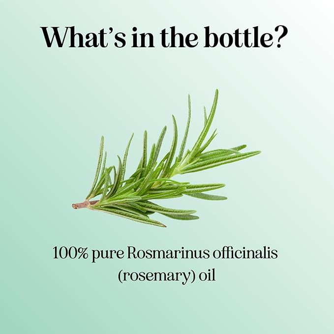 Pure Rosemary Oil for Hair Skin and Nails - 100% Pure Undiluted Rosemary Essential Oil with Dropper for Topical Uses Aromatherapy Diffusing and Home and Beauty DIYs - Vegan and Cruelty Free (1 Fl Oz)