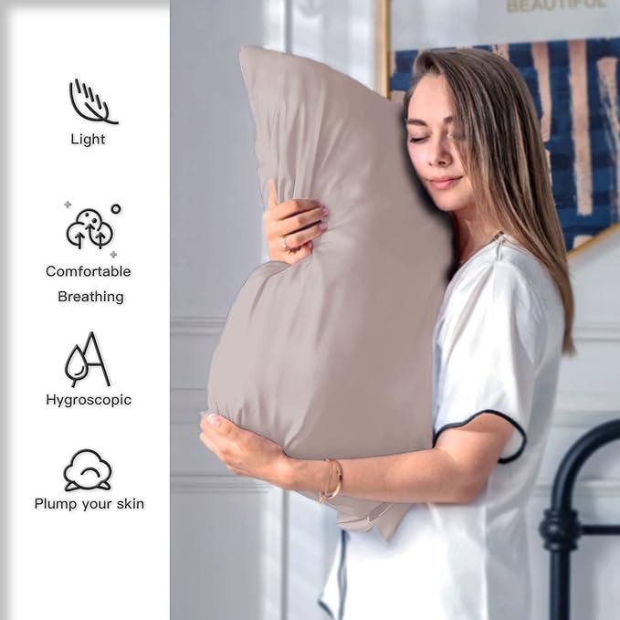Silk Pillow Cases 2 Pack,Soft Breathable and Sliky Queen Size Pillow Cases Set of 2,Natural Mulberry Silk Pillowcase Set of 2 for Hair and Skin with Hidden Zipper (Lotus Root Pink,20"X 30",2pcs)