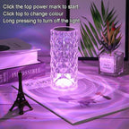 Can Switch 16 Colors Artificial Crystal Table Lamp RGB Color Changing Rose Diamond Design with Remote Control USB Charging Touch Sensor Ambient Lighting