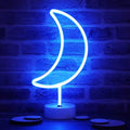 Neon Moon Lights, LED Moon Decor Neon Signs Crescent Night Lights Art Decorations Lamp for Party Supplies, Children Kids Girls Gift-Holder Base(Blue)