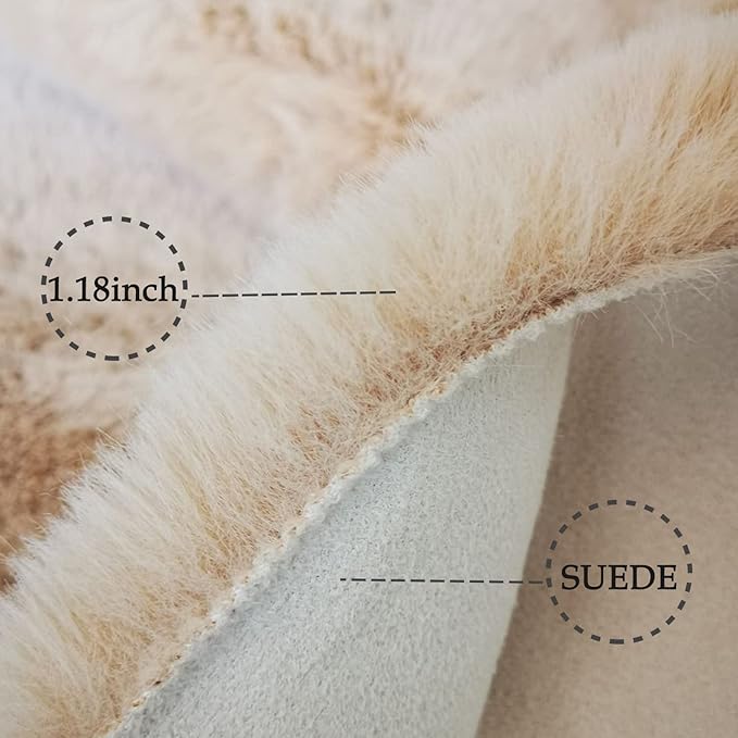 Ghouse Soft Faux Sheepskin Fur Rug 4x6 Light Brown Beige Fluffy Bedside Rugs Plush Rug Shag Nursery Carpet Area Rugs for Living Room Bedroom Playing Room Decor
