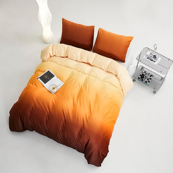CLOTHKNOW Orange Yellow Queen Comforter Set Velvet Bedding Sets Dark Yellow Queen Comforter Soft Caramel Comforter Sets Queen