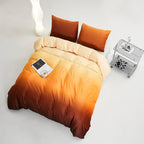 CLOTHKNOW Orange Yellow Queen Comforter Set Velvet Bedding Sets Dark Yellow Queen Comforter Soft Caramel Comforter Sets Queen