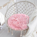 15.7 Inches Mini Pink Round Faux Fur Sheepskin Area Rug, Fluffy Small Circle Rugs Cushion for Chair, Furry Carpet for Nail Desk, Shaggy Circular Rug Plush Rug
