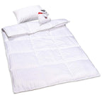 ZPECC Toddler Down Alternative Comforter, 39x47 Hypoallergenic Baby Blanket Quilt, Soft Breathable Lightweight All Season Kids Duvet Insert for Crib Stroller Cot Daycare, White Stripe