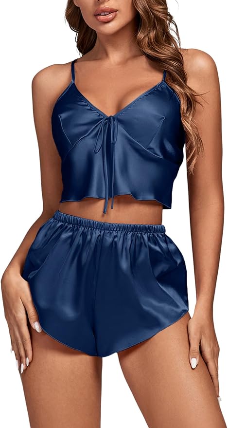 OPOIPIN Women's 3 Piece Pajama Set Sexy Cami Top and Shorts with Robe Sleepwear Loungewear Set