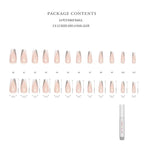 Hypnaughty 24 Pcs Modern Glittery French Luxury Coffin Press On Nails with Holographic Glitter Design and Glue Medium Long False Nails with White and Silver Tips (Modern Glittery French)