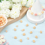 9mm 11mm 100Pcs 2 Styles Hawaii Flower Beads Coral Beads 3D Summer Jasmine Artificial Carved Floral PeachPuff Small Synthetic Coral Dyed Smooth Spacers for Jewelry Making Bracelet Necklace