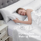 Vielit Satin Body Pillow Pillowcase 1pc,Silky Body Pillow Cover Similar to Silk Pillow Cases Soft Body Pillow Case 20x54 & Envelope Closure,Gift for Women Men White & 1 Satin Scunchie