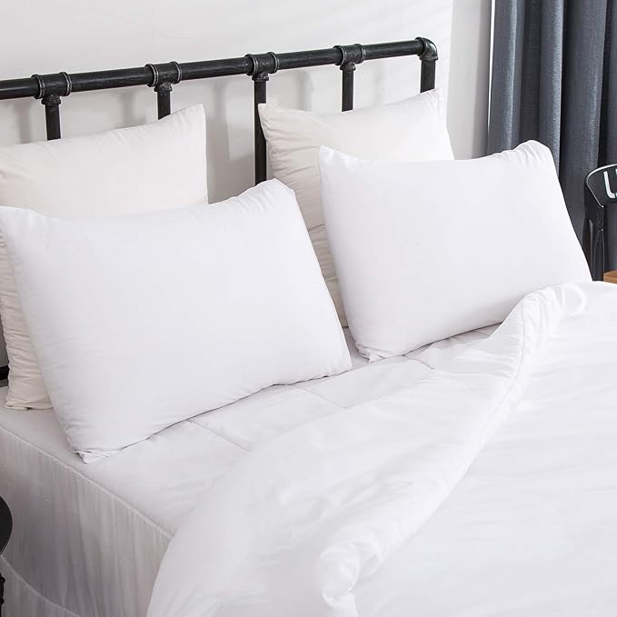 Luxlovery White Full Comforter Set White Bedding Set Full Size Modern Comforter Full Solid Soft Breathable Blanket Quilts 3 Piece Pure Color Bedding Set