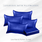 Elegant Comfort 6-Pack Cooling Viscose Satin Pillowcase Set with Hidden Zipper Closure, Silky Smooth for Hair and Skin Care-Beautiful Gift Box-6-Piece Satin Pillowcase Set, Standard/Queen, Royal Blue