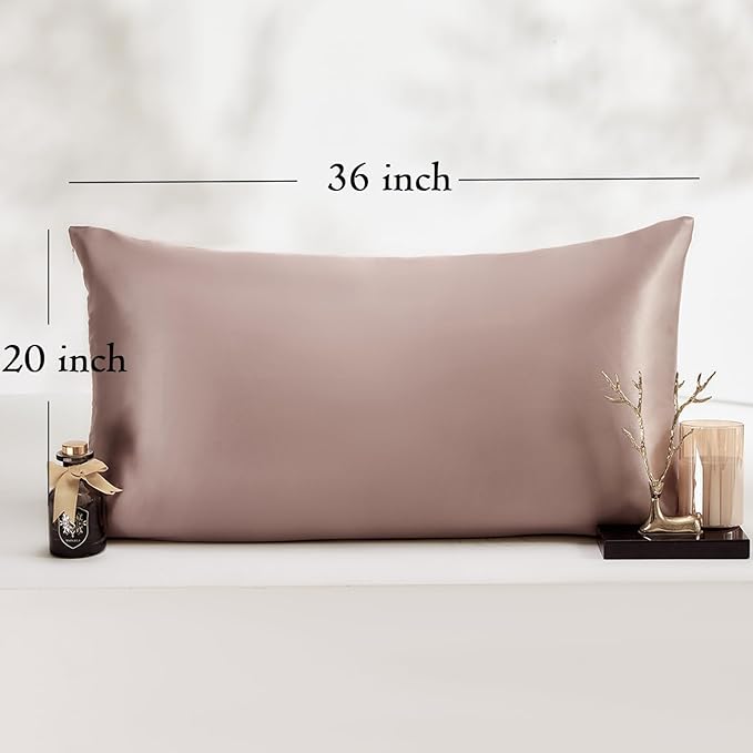 Vielit King Satin Pillowcase for Hair 2pc,Similar to Silk Pillow Cases,Easier Care Than Silk Pillowcase Gifts for Women Men,Rose Taupe,20x36 & Envelope Closure and 2 Satin Scrunchies