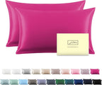 Silk Pillow Cases 2 Pack Soft Breathable and Sliky King Size Pillow Cases Set of 2,Natural Mulberry Silk Pillowcase Set of 2 for Hair and Skin with Hidden Zipper (Hot Pink,20"X 36",2pcs)