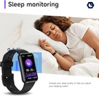 Fitness Trackers,Blood Oxygen Heart Rate Sleep Monitor,1.47‘’ OLED Display,Smart Band 24/7 Health Monitoring,Calorie Pedometer Steps Counter Activity watchs/Notifications(Black)