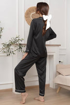 WJing Yi Jia 3Pcs Satin Pajama Sets For Women XS-3XL Womens Silk Pajamas Set Silky Sleepwear Nigtwear Loungewear Long Pj Set